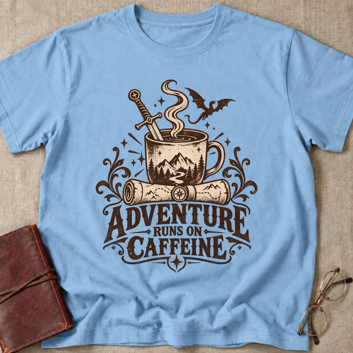 Adventure Runs on Caffeine T-Shirt