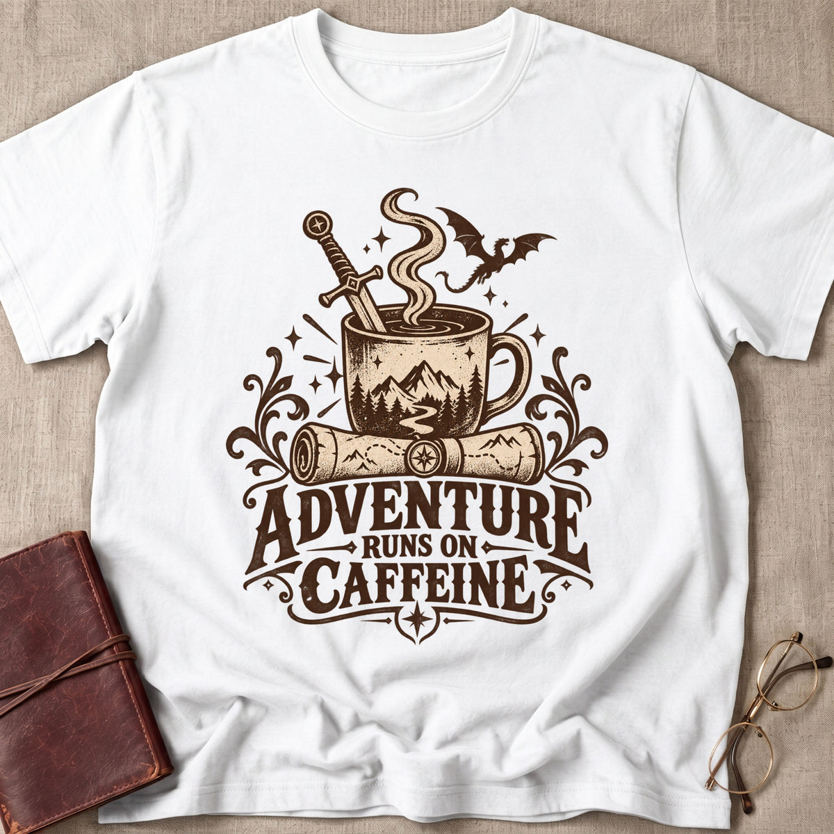 Adventure Runs on Caffeine T-Shirt