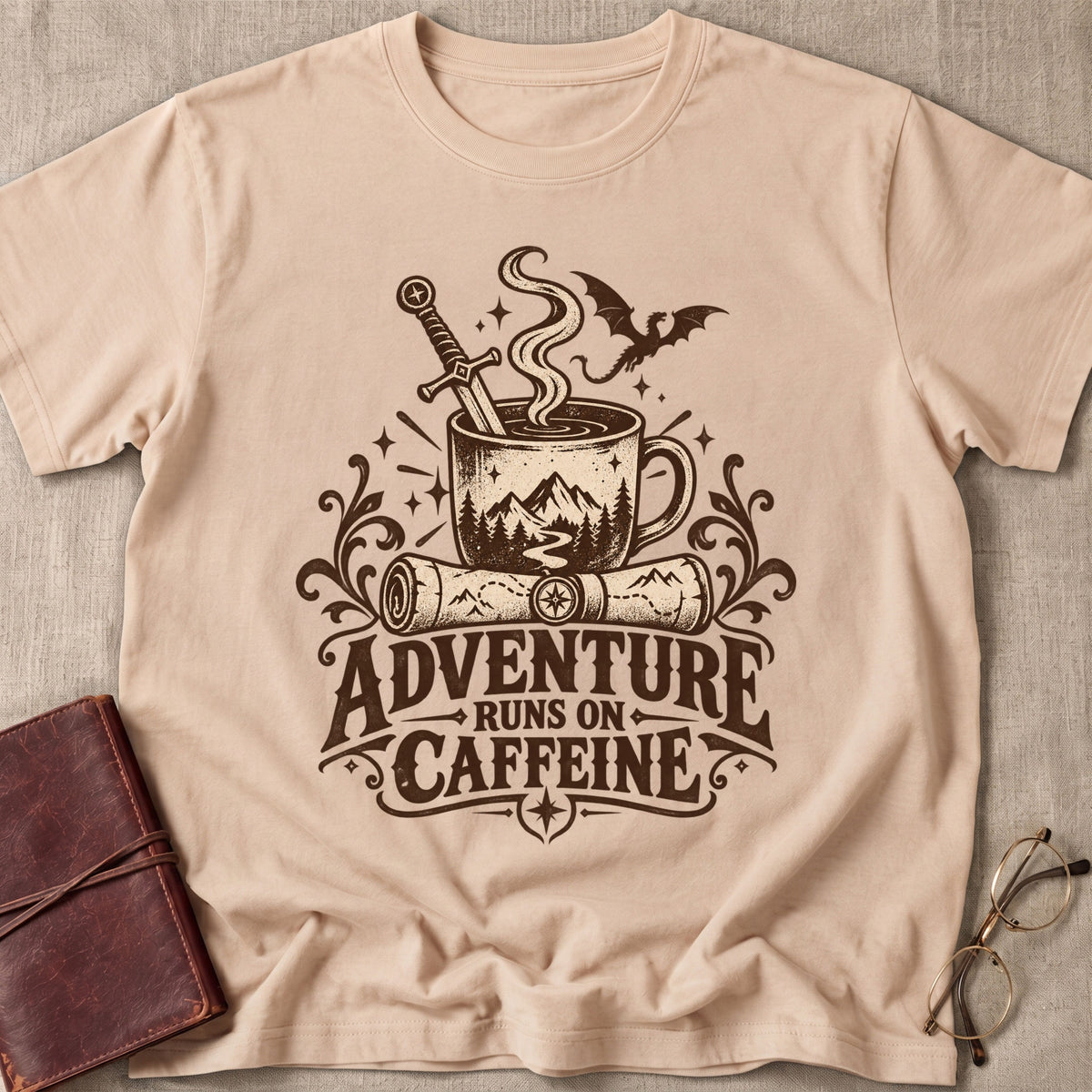 Adventure Runs on Caffeine T-Shirt