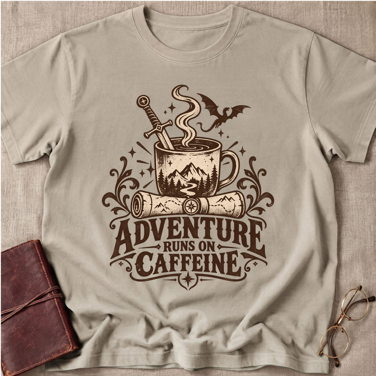 Adventure Runs on Caffeine T-Shirt
