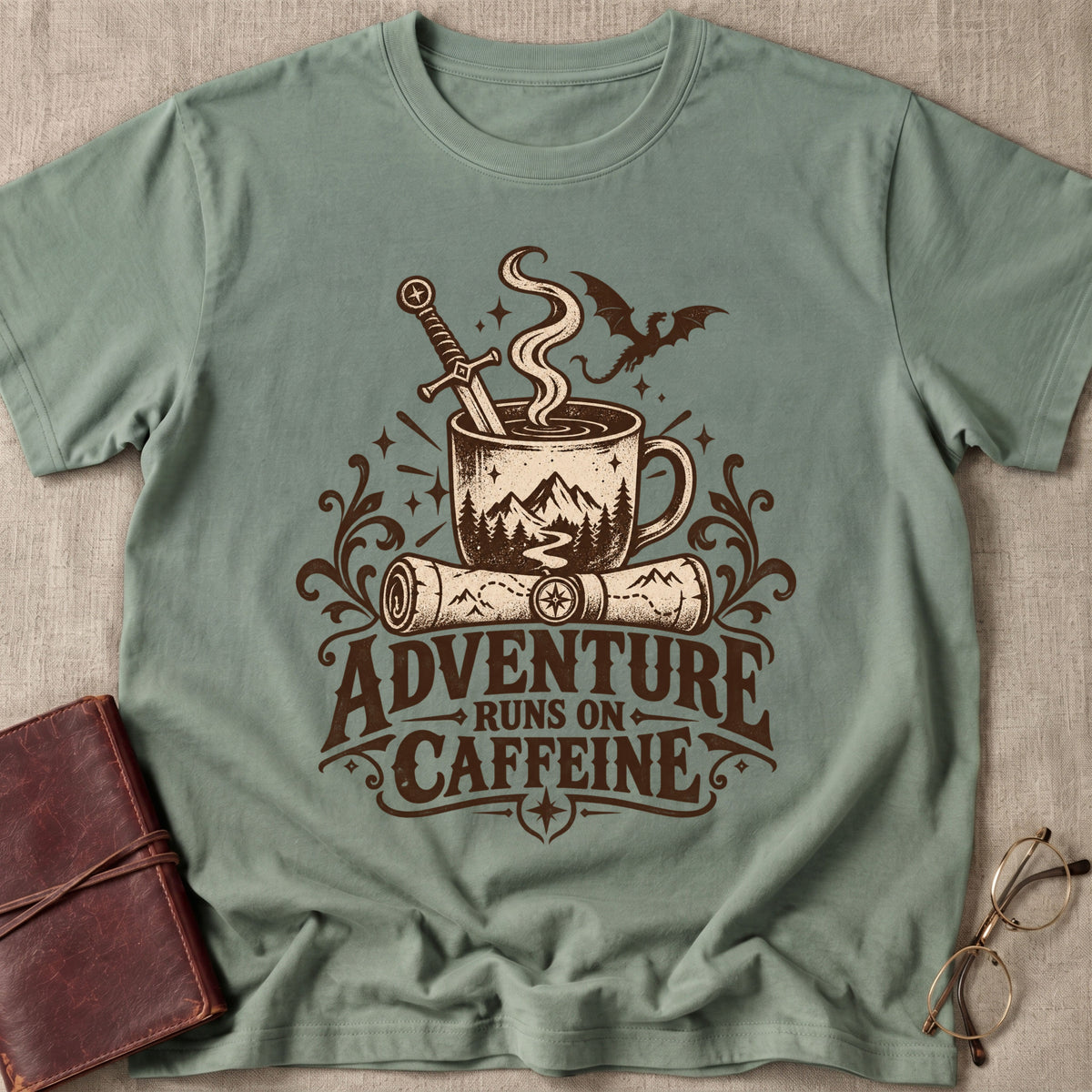 Adventure Runs on Caffeine T-Shirt