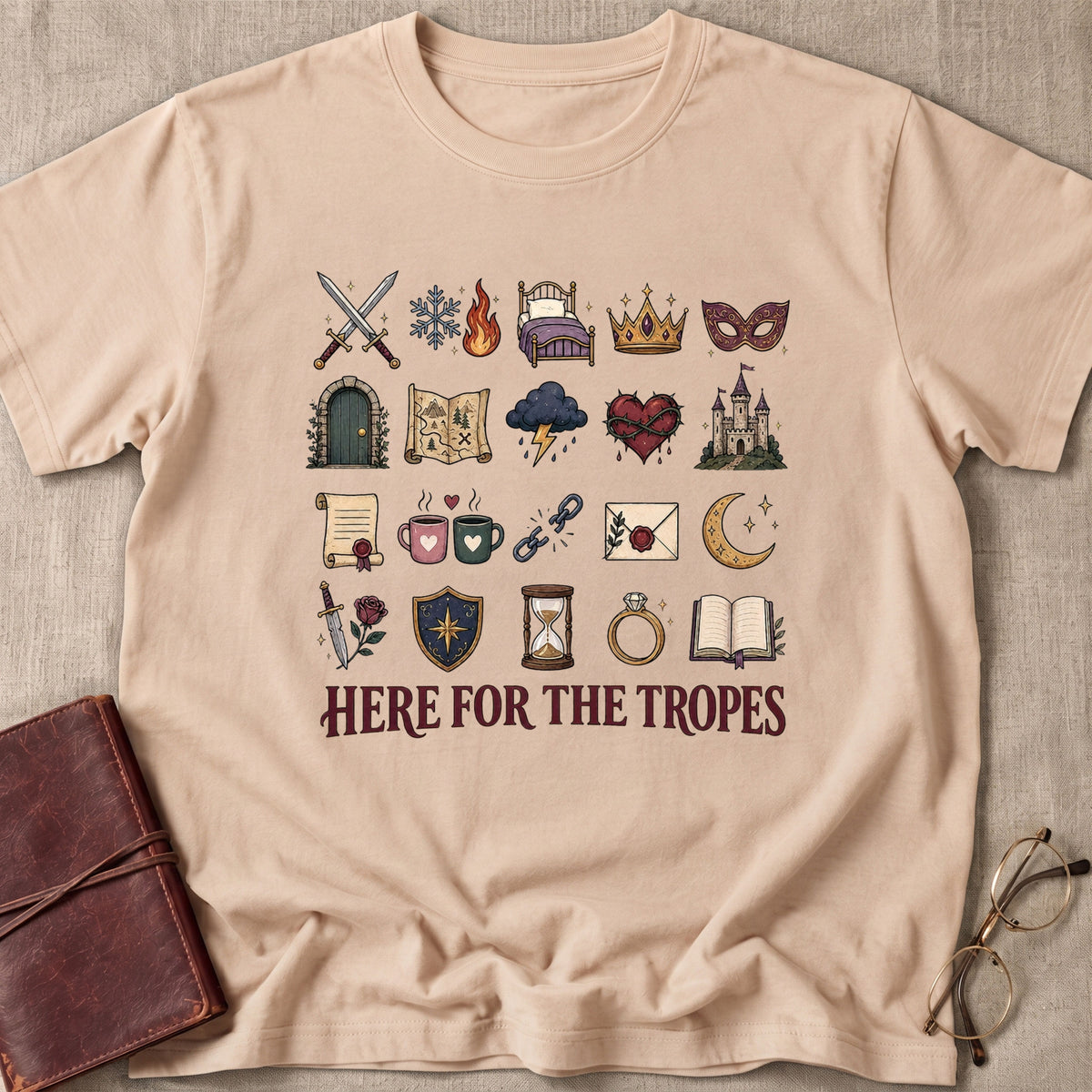 Here for the Tropes Doodle Icons T-Shirt