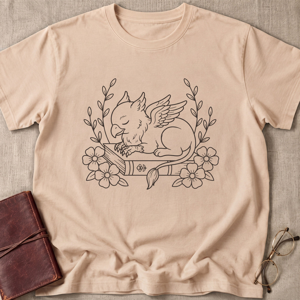Griffin Sleeping on Book T-Shirt