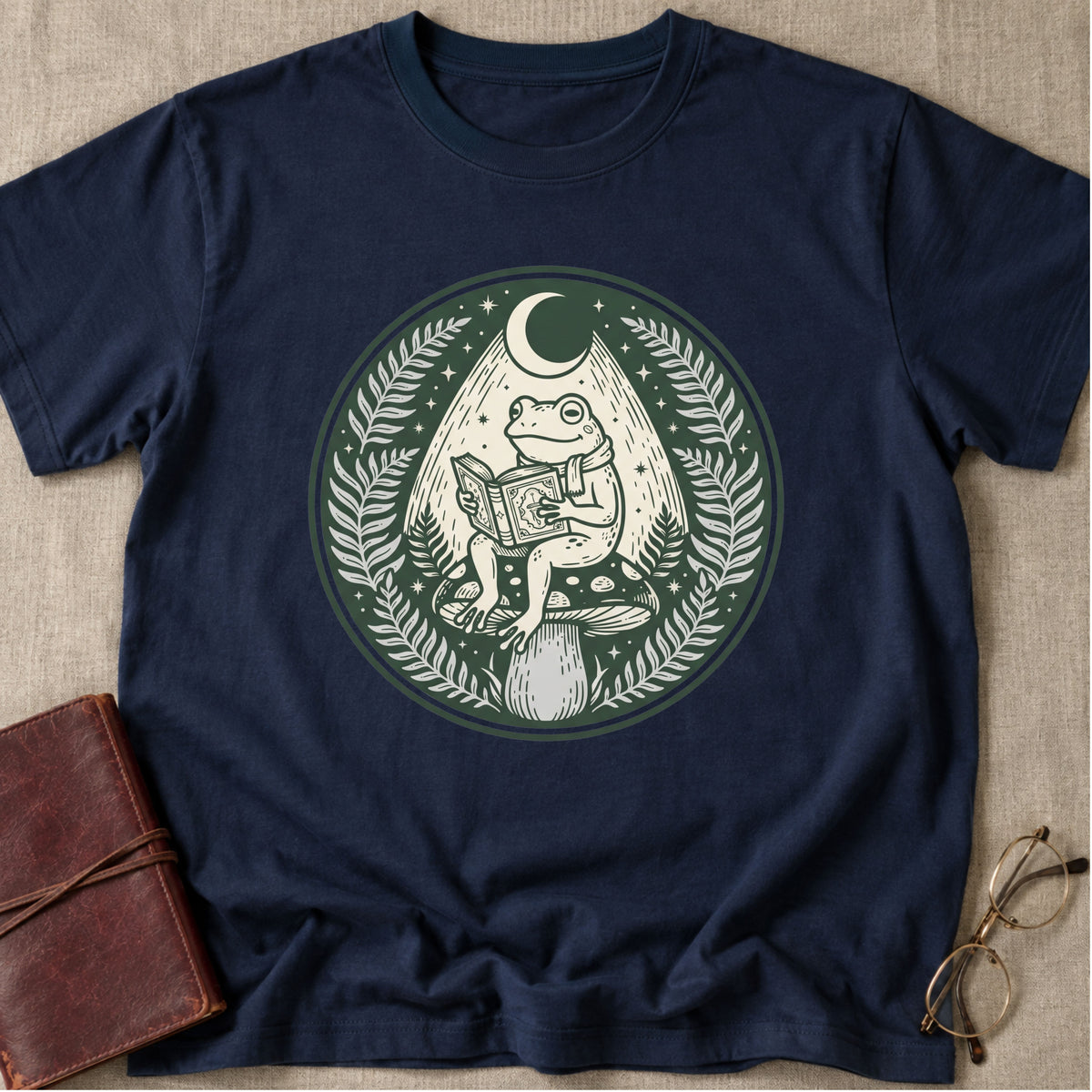 Frog Reading Under Moonlight T-Shirt