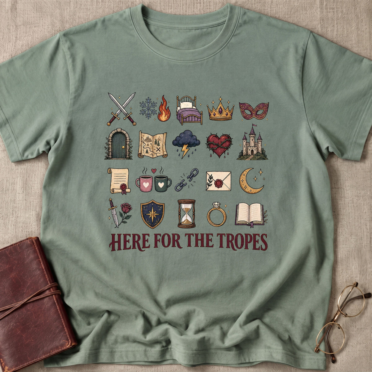 Here for the Tropes Doodle Icons T-Shirt