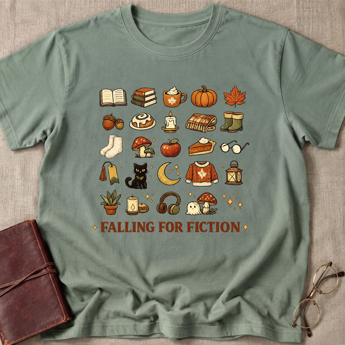 Falling For Fiction Doddle Icons T-Shirt