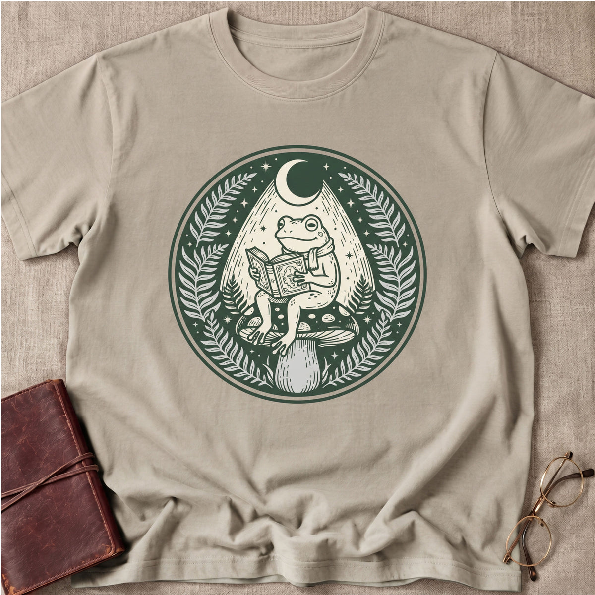 Frog Reading Under Moonlight T-Shirt