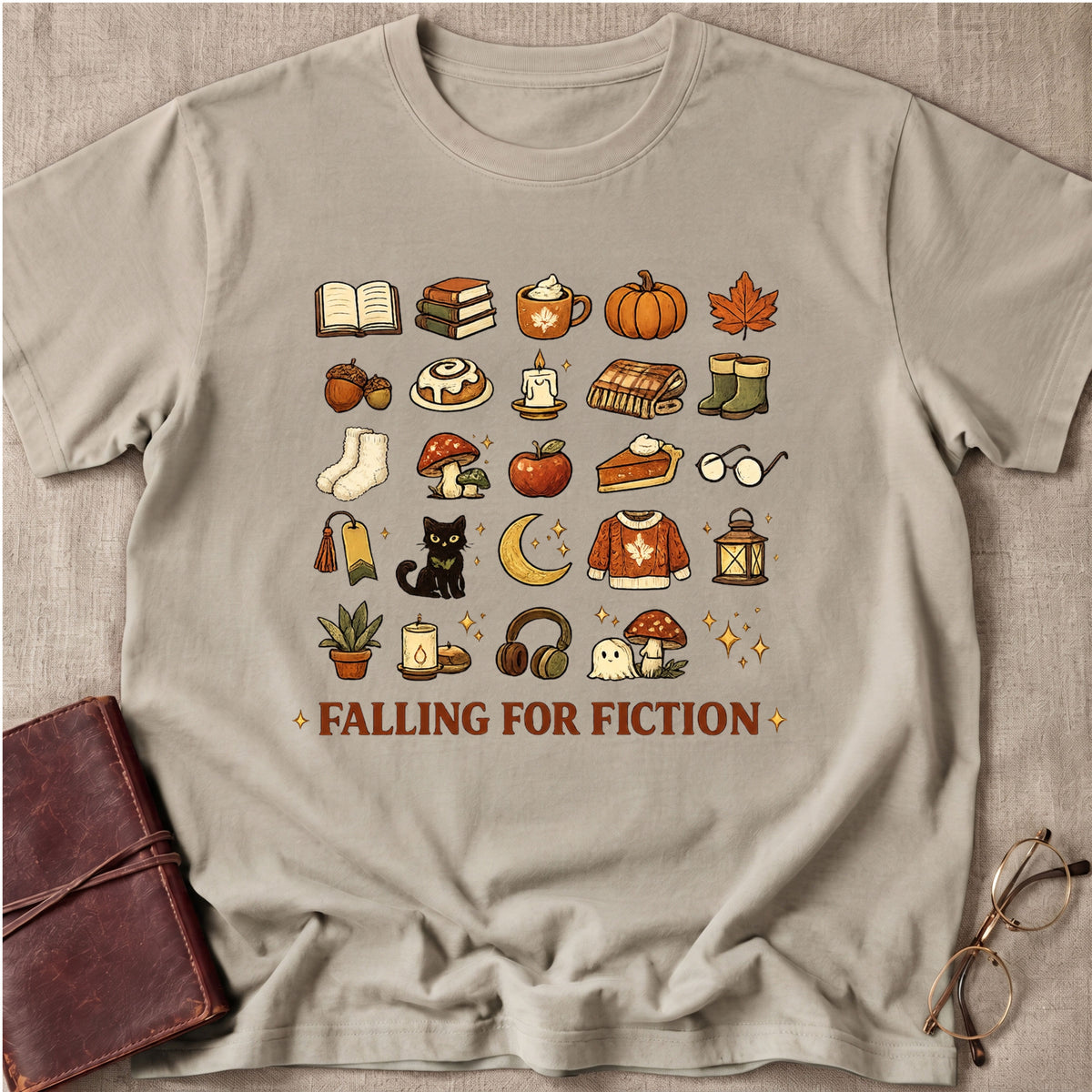 Falling For Fiction Doddle Icons T-Shirt