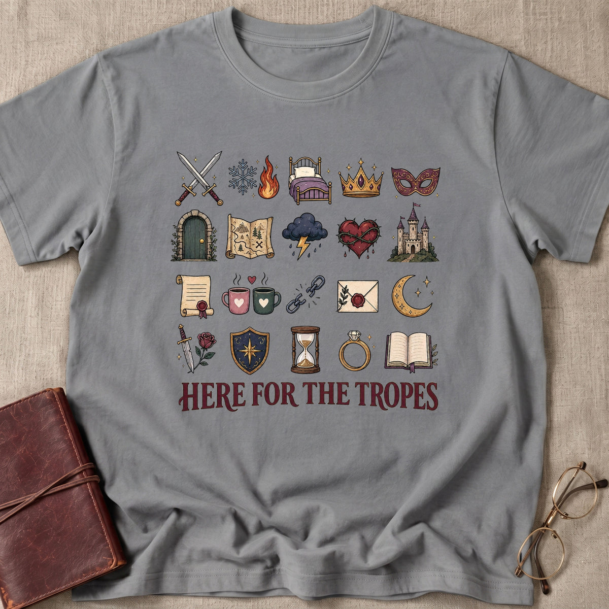 Here for the Tropes Doodle Icons T-Shirt