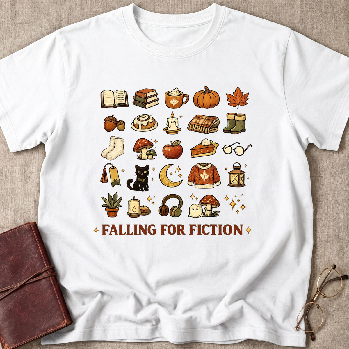 Falling For Fiction Doddle Icons T-Shirt