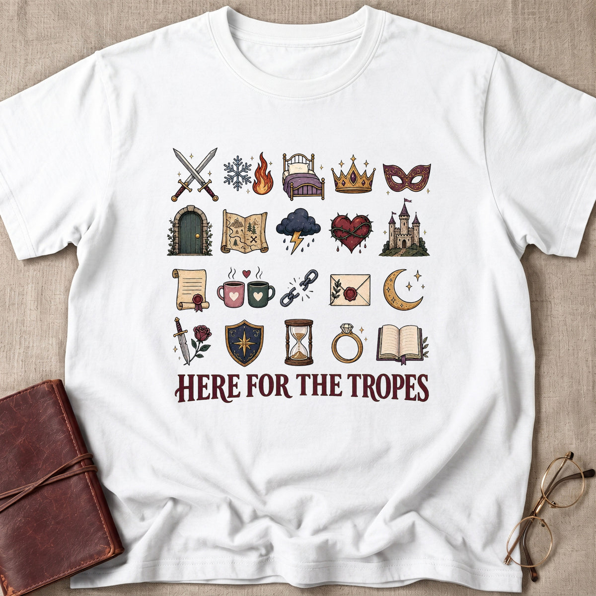 Here for the Tropes Doodle Icons T-Shirt
