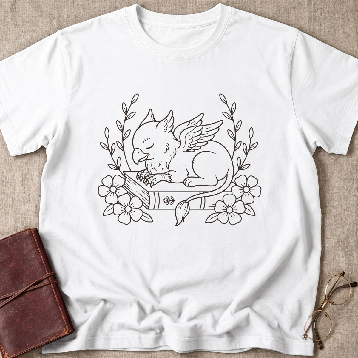 Griffin Sleeping on Book T-Shirt